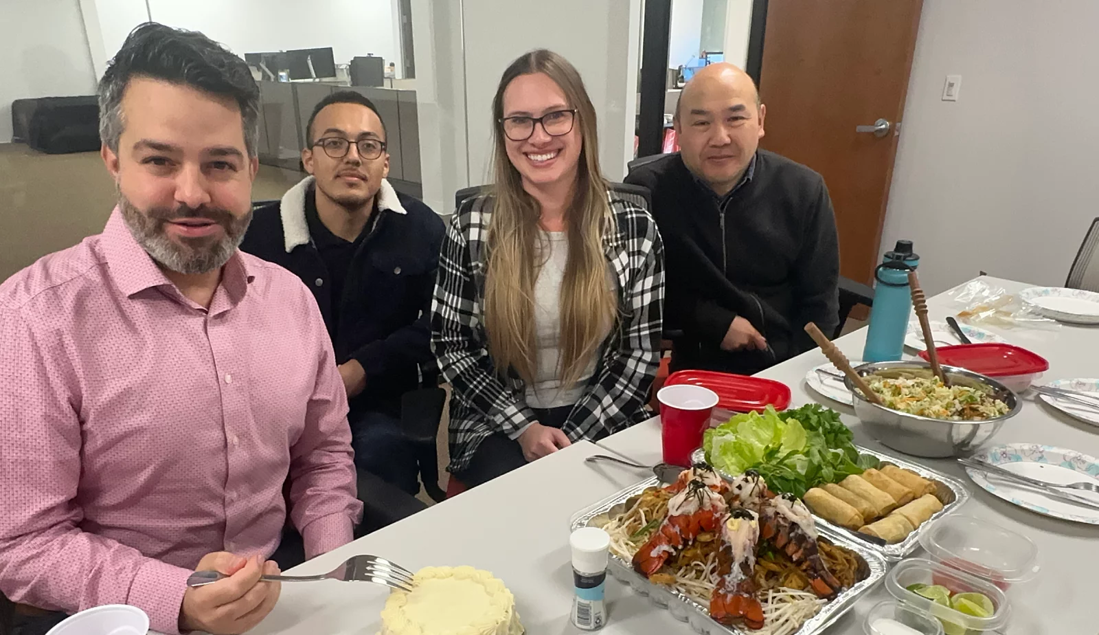 Our Bay Area team enjoyed a potluck lunch, which included crowd favorites like spring rolls and chocolate cake. 2024/04/Bay-Area-Sushi-Lunch.png 